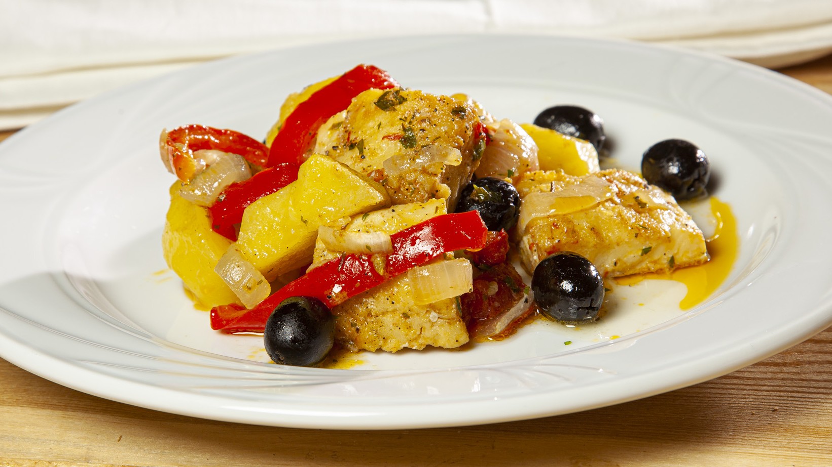 Baccalà con patate e peperoni