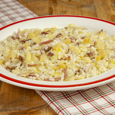 Risotto con verza, pancetta e pecorino lucano