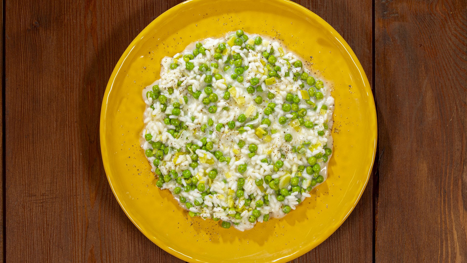 Risotto porri e piselli