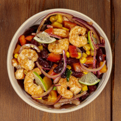 Insalata di gamberi fagioli e lime
