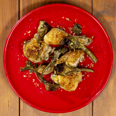 Pollo e carciofi in forno