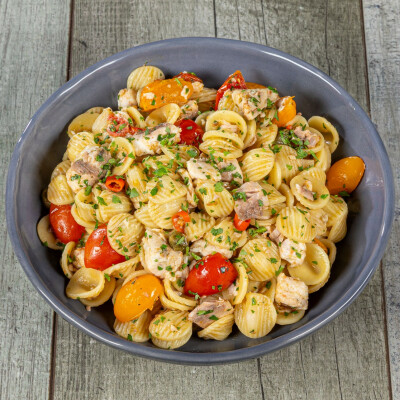Orecchiette e cefalo alla mediterranea